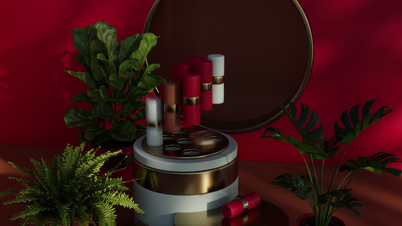 Still Life with Plants and Cosmetics