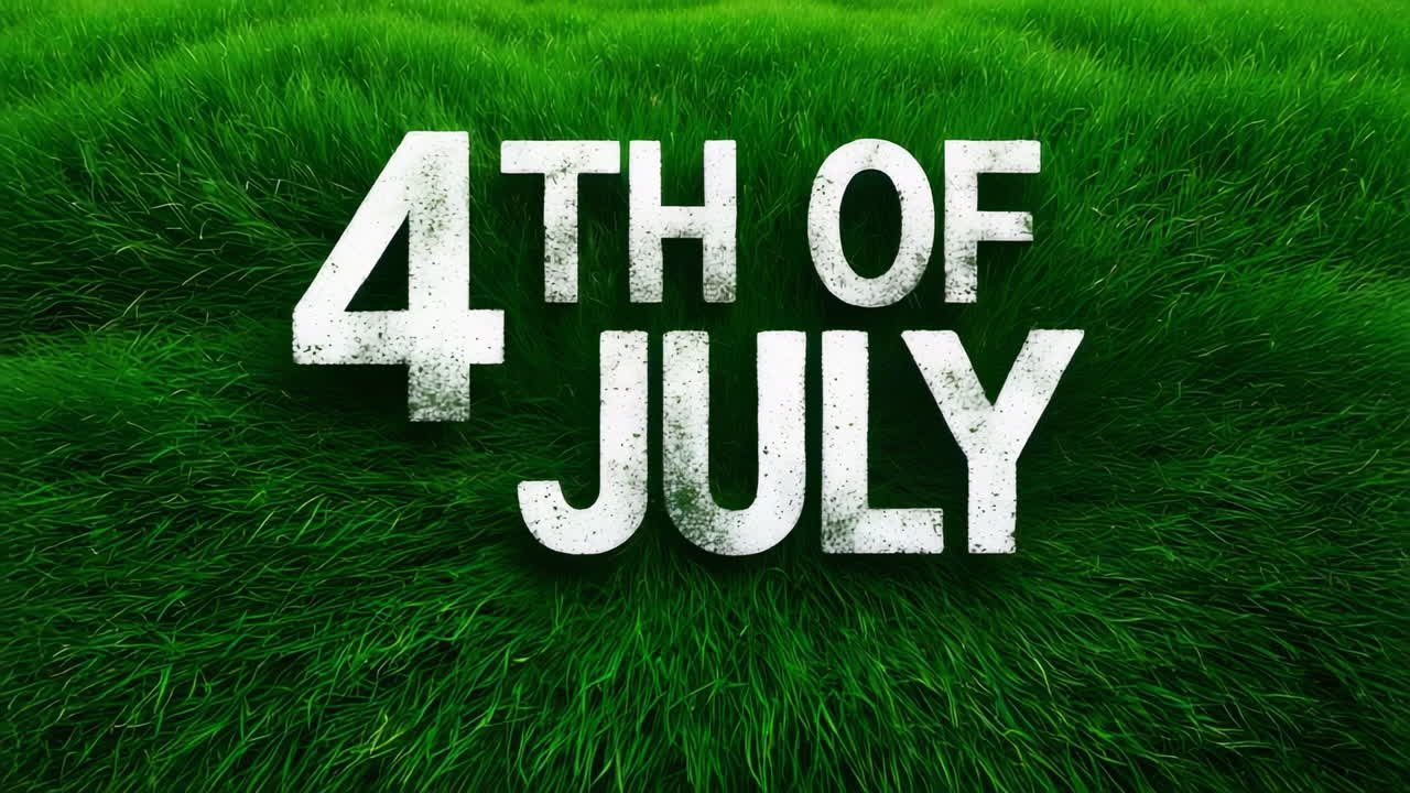 4th of July Text on Green Grass