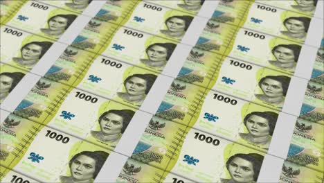 1000 indonesian rupiah banknotes printing by a money press