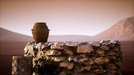 old stone water well in the desert