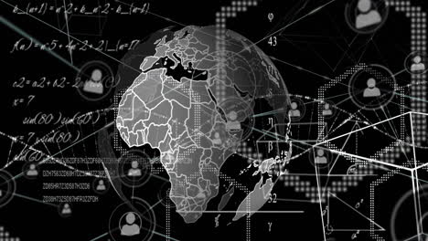 Animation of data processing over globe and connections