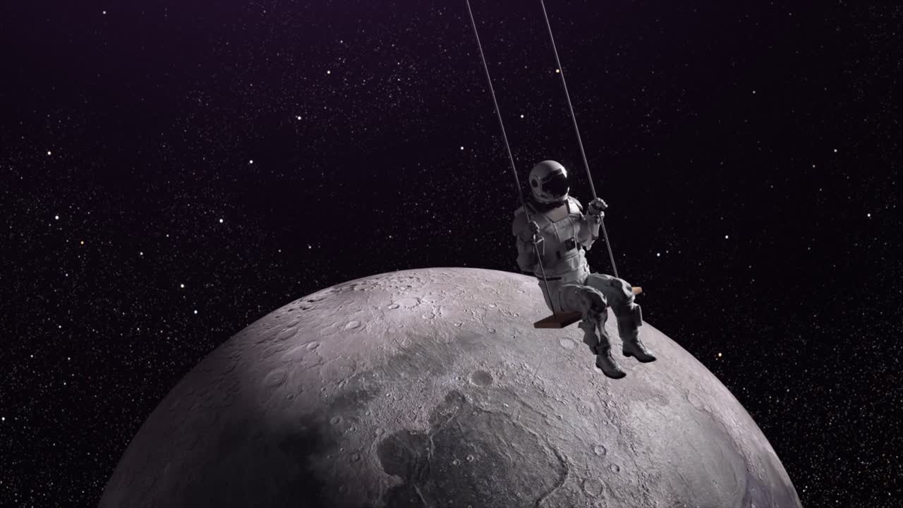 astronauta balanceándose en la luna
