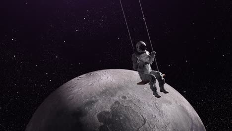 astronaut swinging on the moon