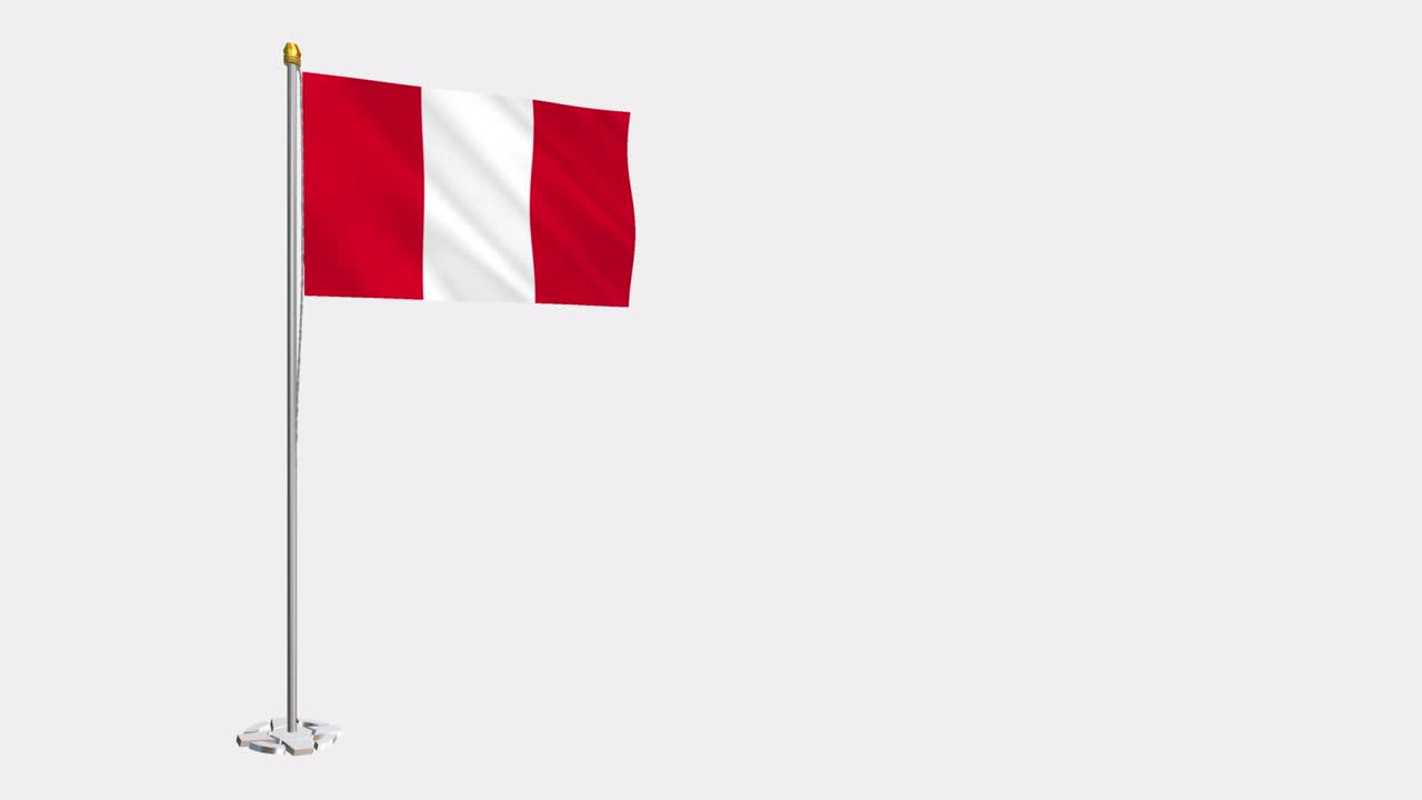 vídeo en bucle de la bandera peru.mov revoloteando en el viento, vídeo en cámara lenta de 4k, con canal alfa