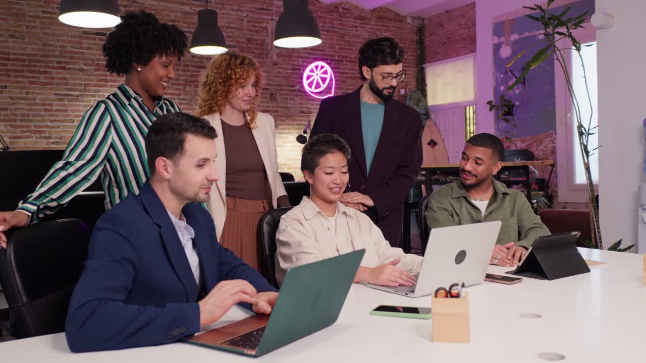Business team collaborating in modern office