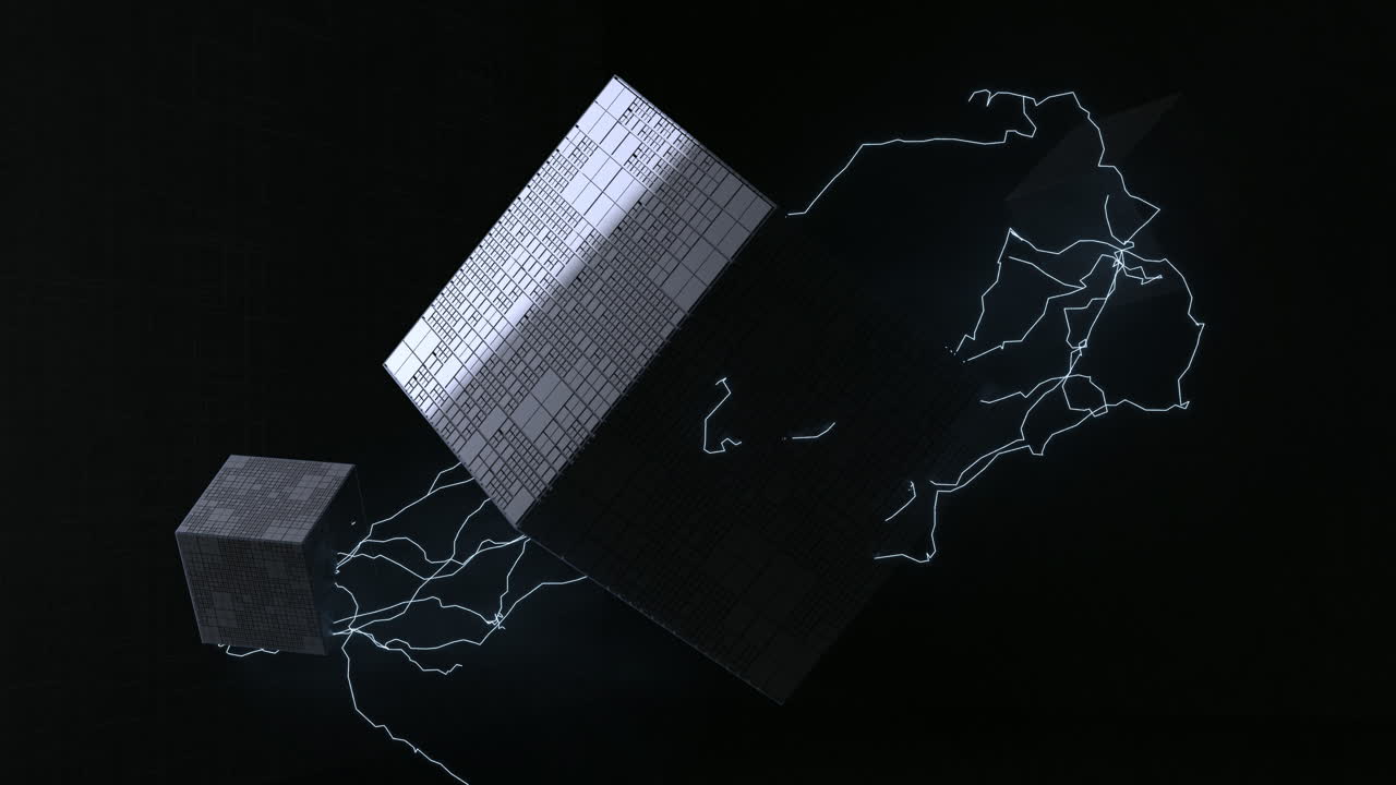 큐브와 전기, 산업 개념, 3d 렌더링