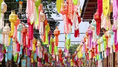 vibrant lanterns hanging in a festive outdoor setting