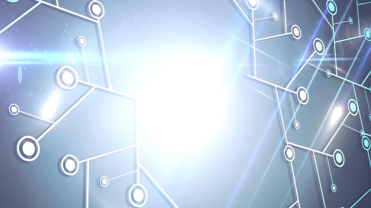 빛나는 배경 위에  ⁇ 색 노드를 가진 연결 네트워크의 애니메이션