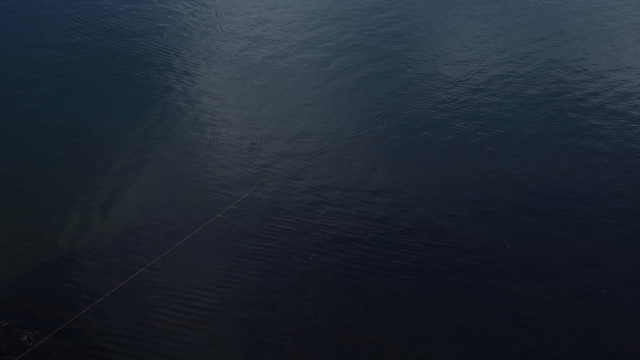 Sequenza di una canna da pesca lanciata in un lago