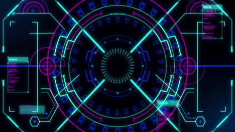 animación del escaneo del alcance y el procesamiento de datos sobre fondo negro