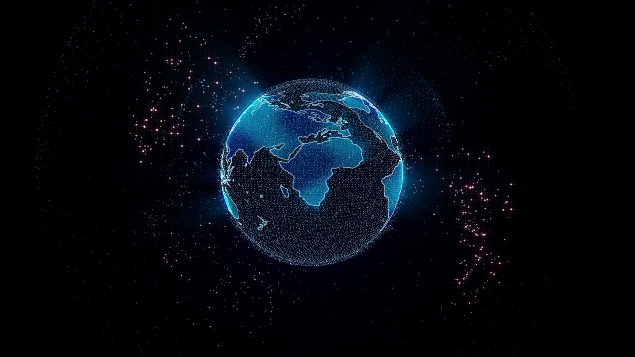 지구 미래의 홀로그램 회전 시엄리스 루프 디지털 애니메이션
