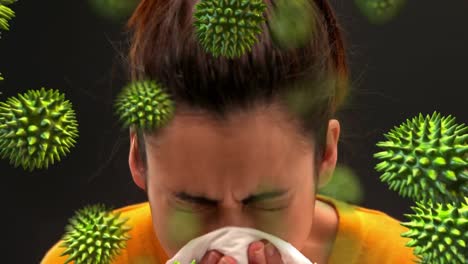 digital composite of a woman sneezing