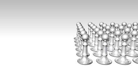 animation of a white chess set with a blue piece in the center