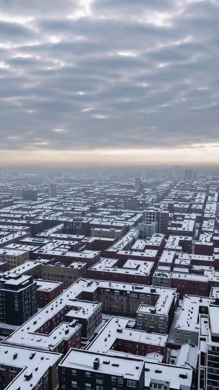 Cityscape Covered in Snow