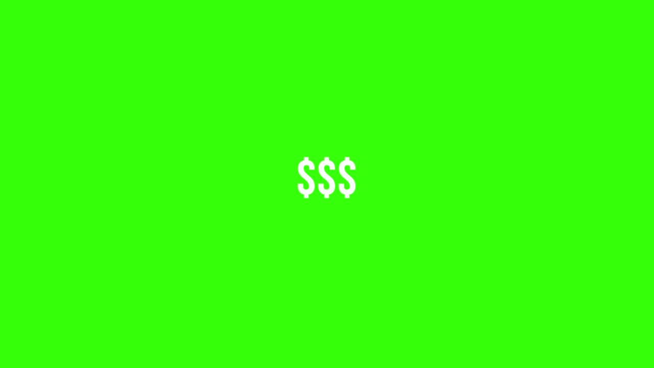 White Dollar symbols animate on green screen