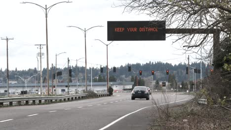 keep 6 feet away sign during corona virus outbreak