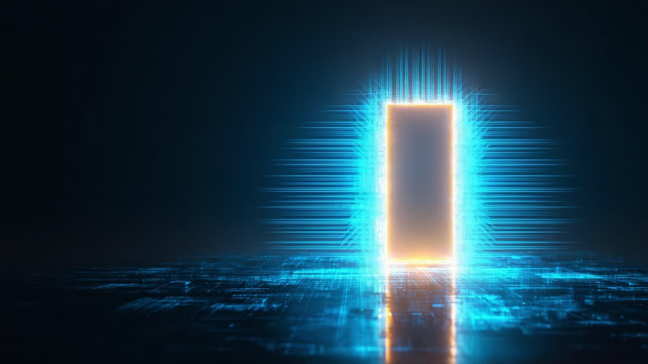 A High-Tech Portal Illuminated by Neon Lights Symbolizing a Gateway to New Realities and Infinite Possibilities in a Digital Universe