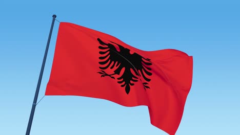 albanian flag loop footage at day light blowing close up
