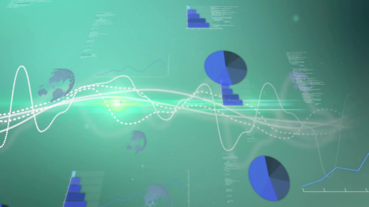 animación de las estadísticas, procesamiento de datos digitales a través de una red de conexiones