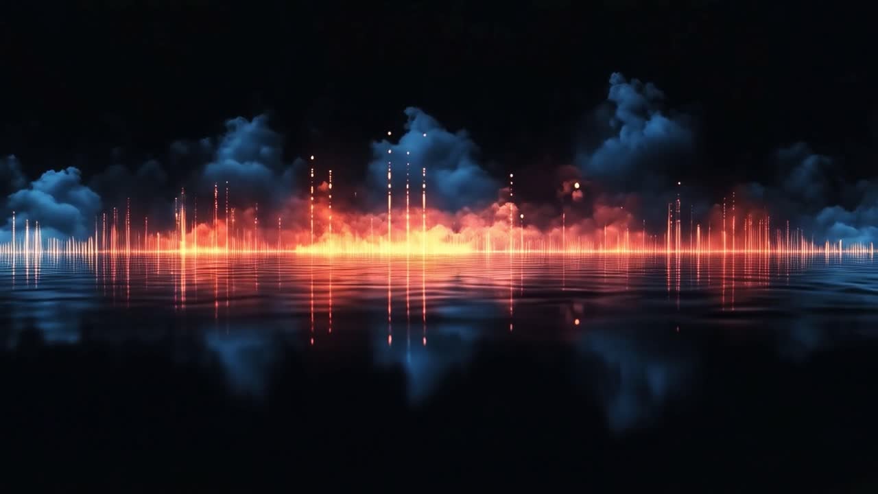 Abstract landscape with lights and reflections