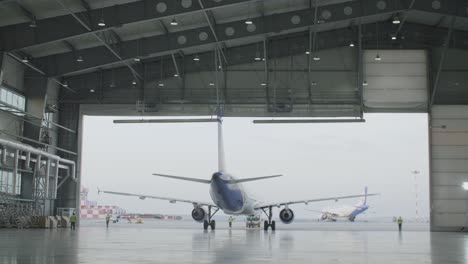 airplane in hangar