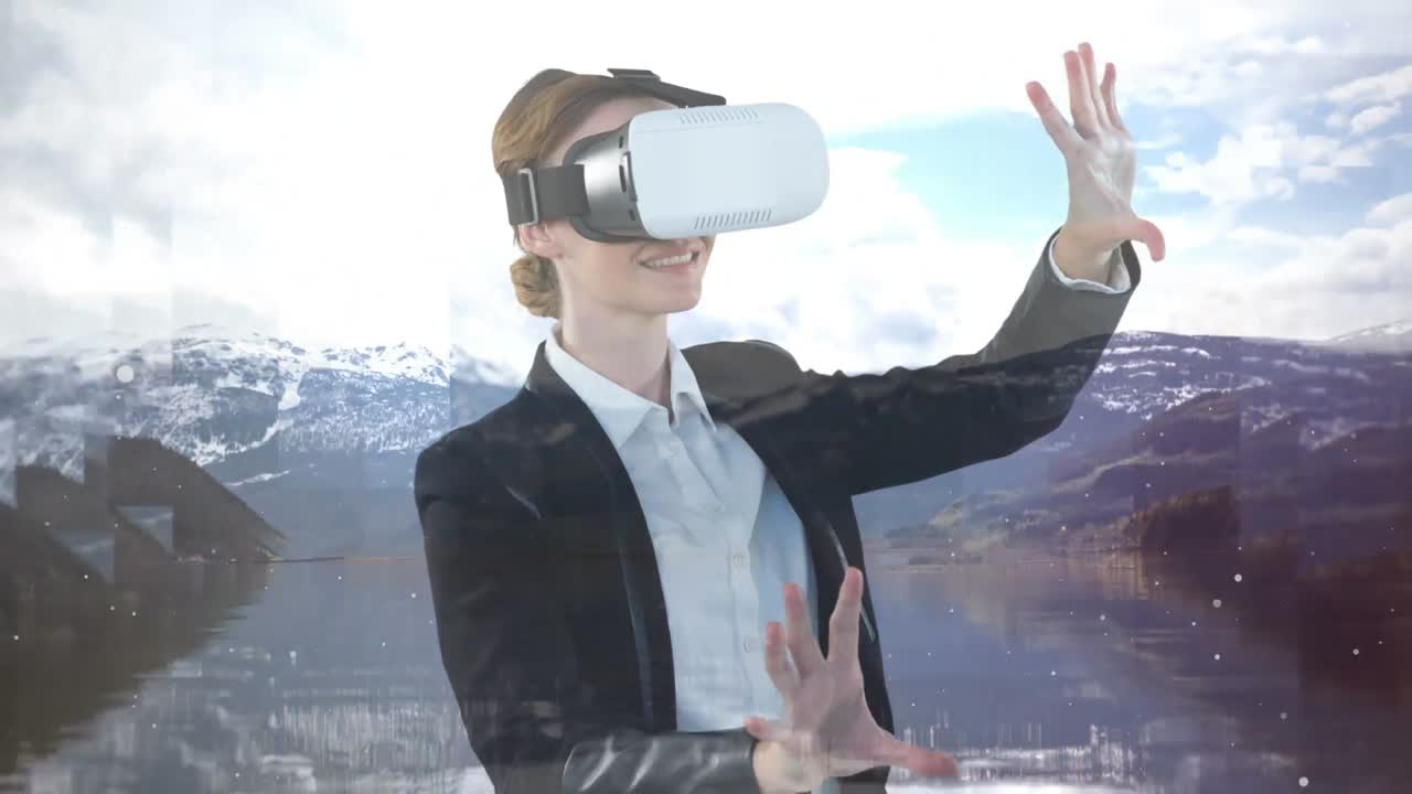 mujer usando vr video