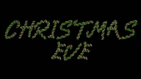 크리스마스 이브 (christmas eve) 라는 단어를 형성하는 애니메이션 크리스마스 꽃받침 글