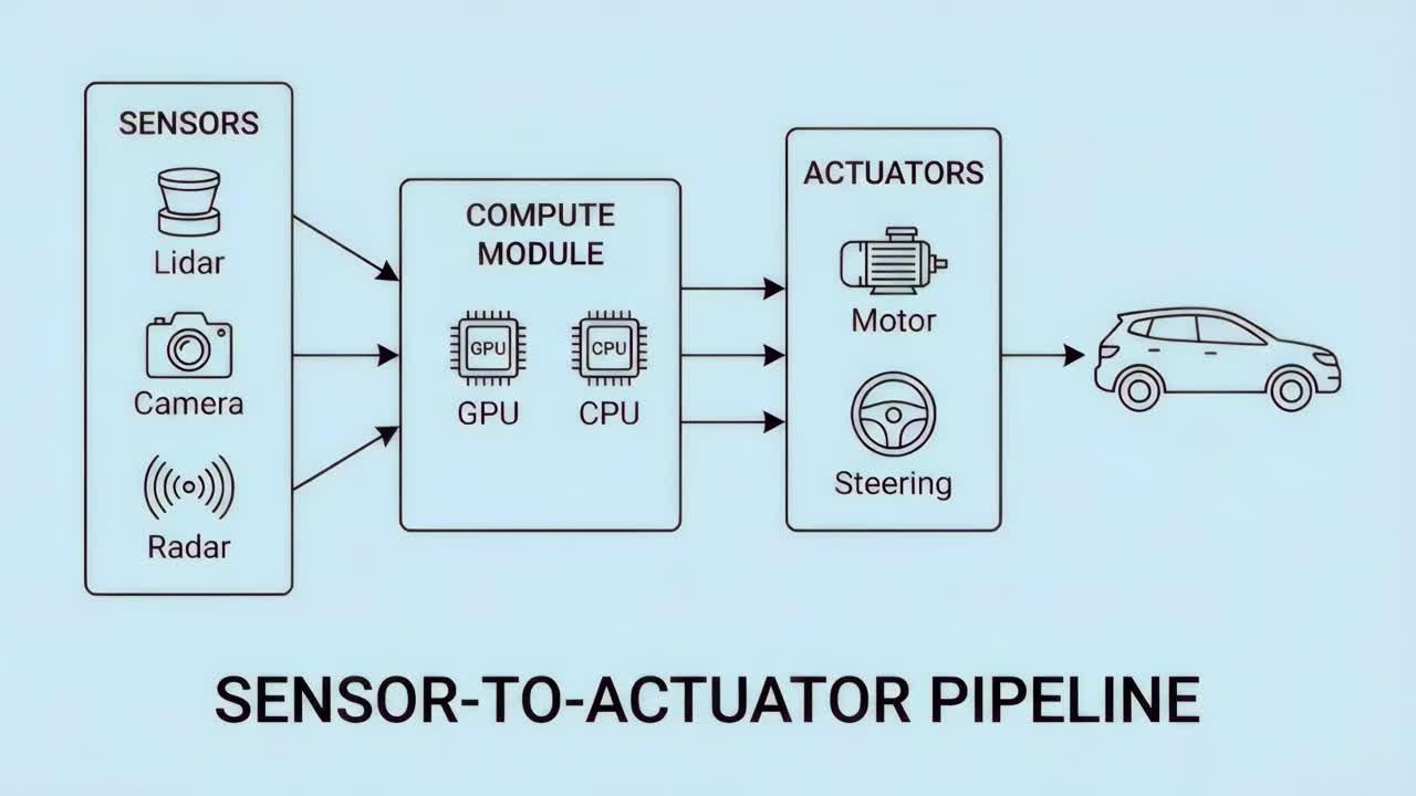 Self-Driving Car Sensor-to-Actuator Pipeline