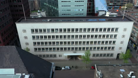 exterior facade of former bank building in the city of rotterdam in the netherlands