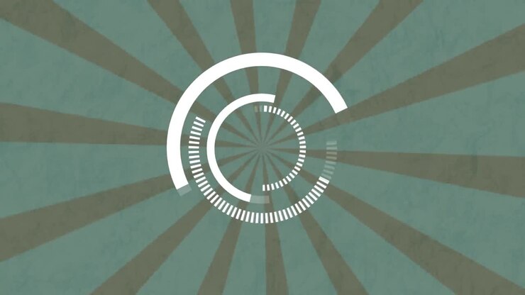 Animation of spinning white wheels over stripes pattern background