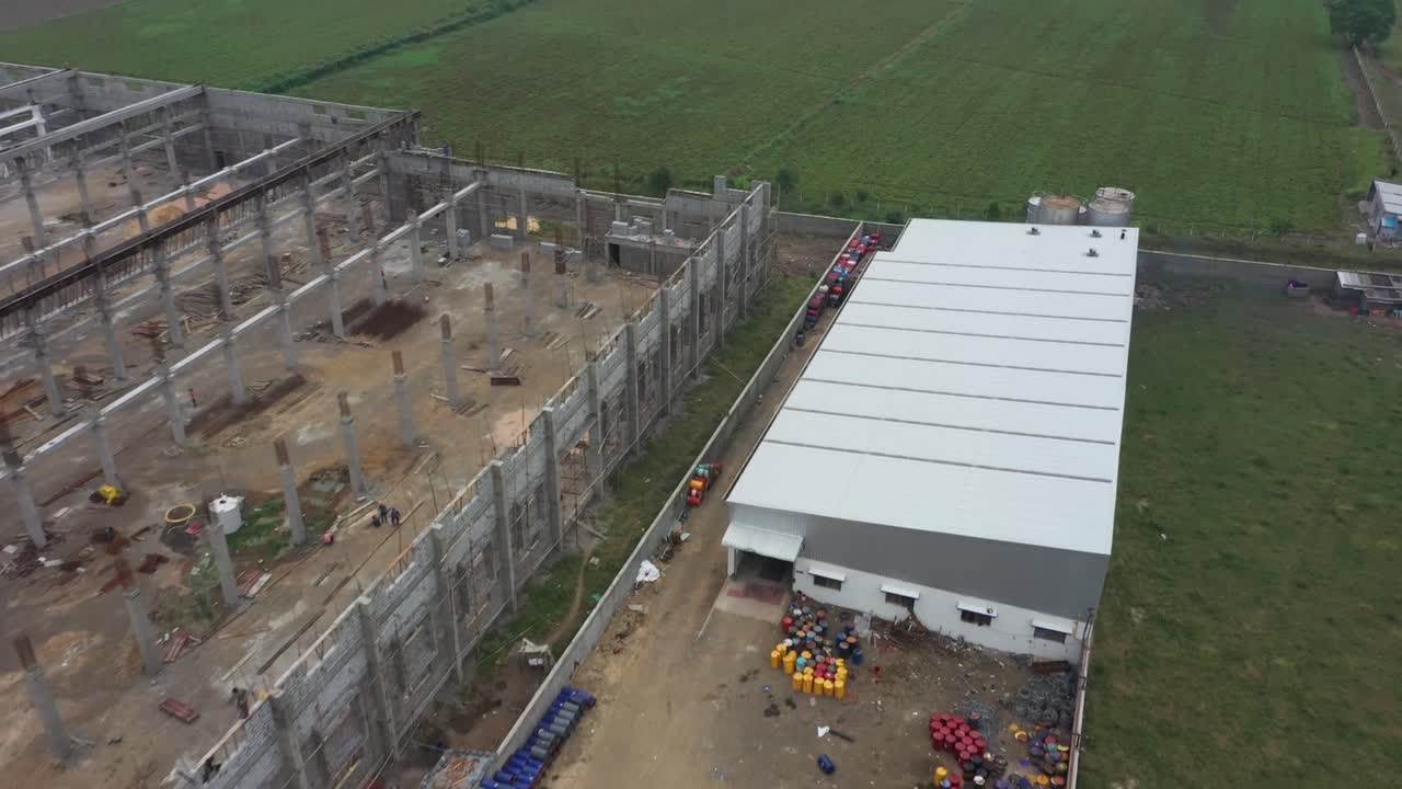 aerial drone view visible to factory, industry 5.0