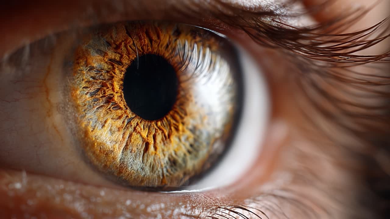 A Stunning Close-Up of an Eye Showcasing Intricate Patterns and Vibrant Colors, Highlighting the Beauty and Complexity of Human Vision and Emotion