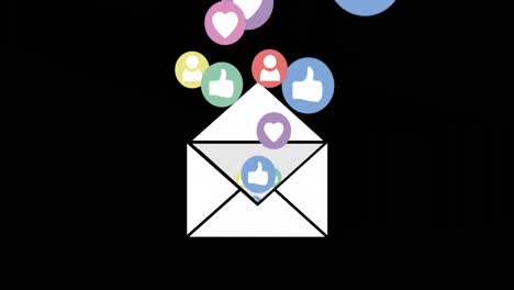 message envelope and icons for social media 4k