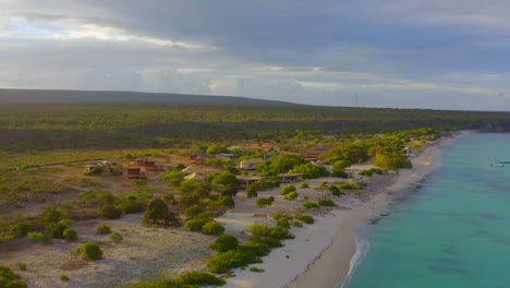 aerial panoramic view of eco del mar at sunrise, pedernales