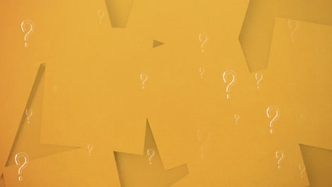 Digital-animation-of-multiple-question-mark-symbols-floating-yellow-blank-memo-notes