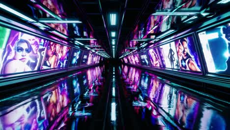 túnel de neón con reflejos
