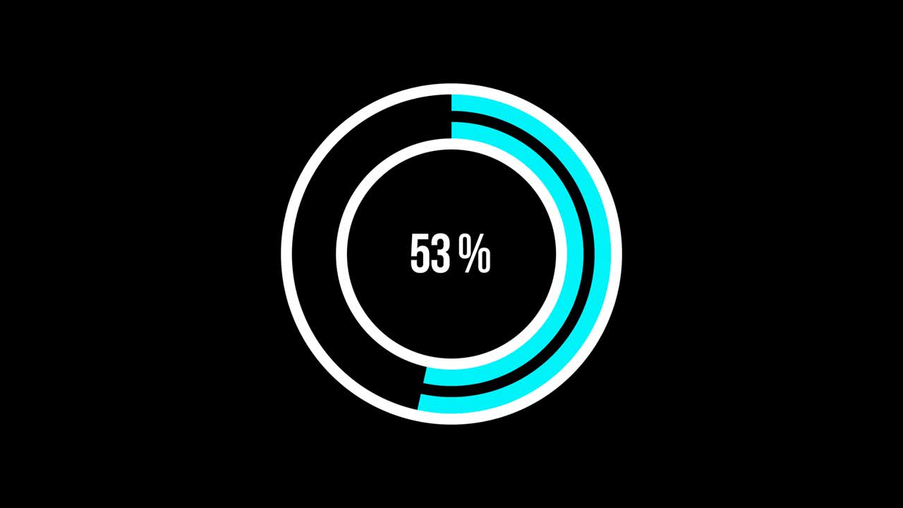 Science Futuristic Loading Circle Ring. Loading Transfer Download Animation 0-100 in blue science effect. light blue load futuristic circle ring orb bar animation on black screen