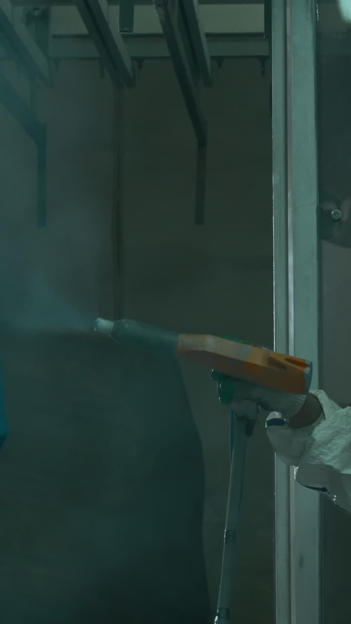 proceso de recubrimiento en polvo en una fábrica