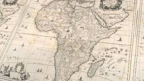 old latin-labeled map of africa in gentle rotating motion