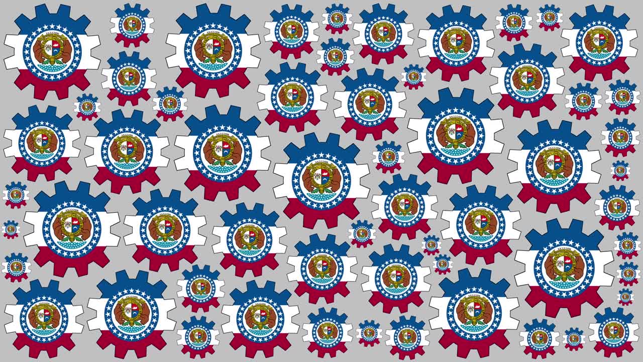 bandera del estado de missouri engranajes girando fondo