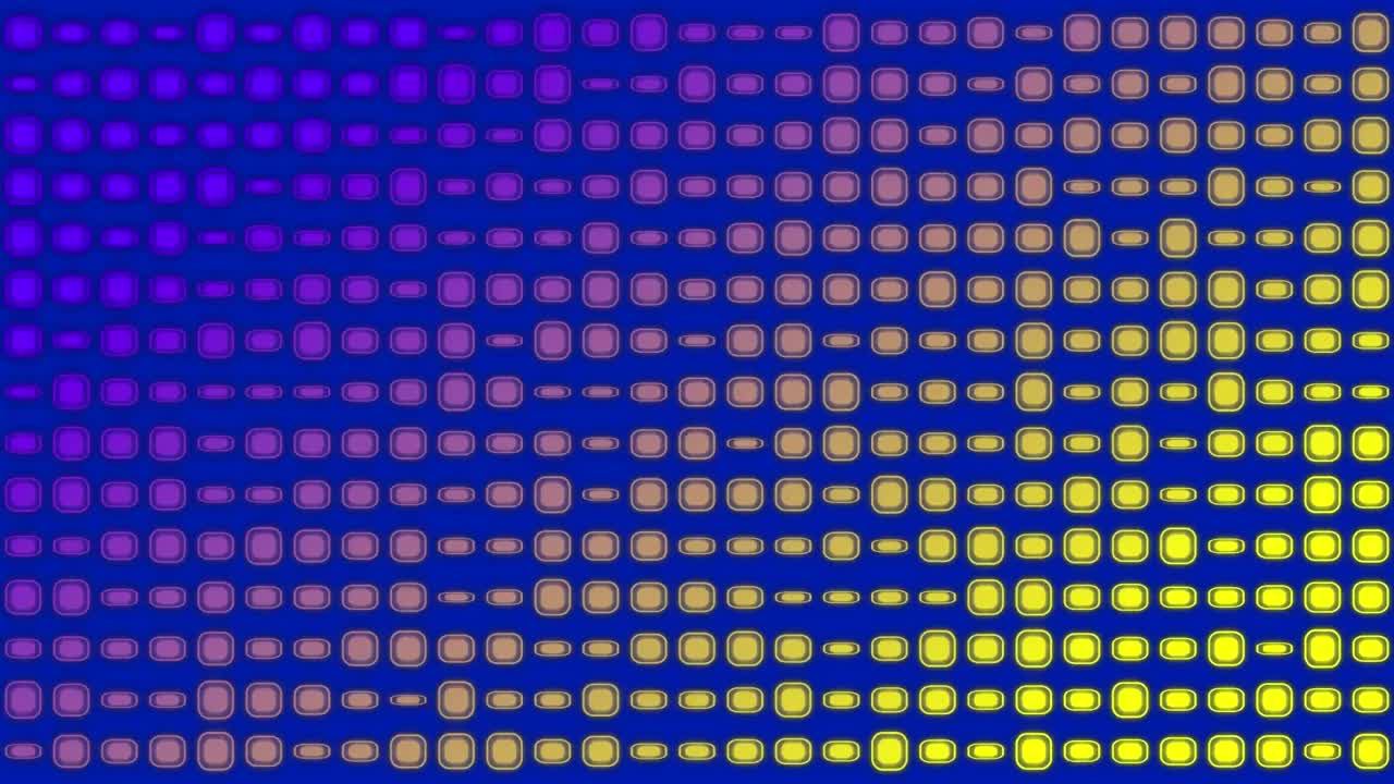 Animation of rows of flickering green discs on blue background