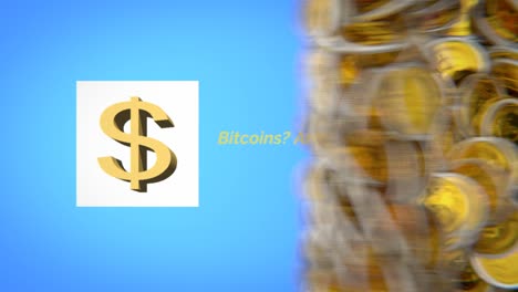 gráfico de bitcoin con bitcoins cayendo haciendo la pregunta, ¿es bitcoin el futuro del dinero?