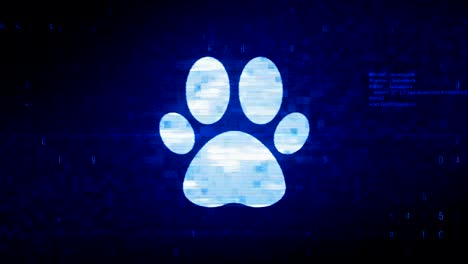 paw symbol digital pixel noise error animation.