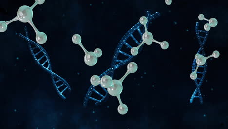 animation of molecules moving over dna strands spinning