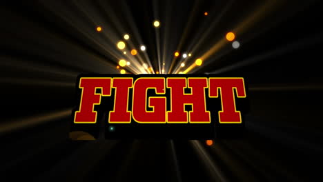 animación de texto de lucha y puntos en fondo negro