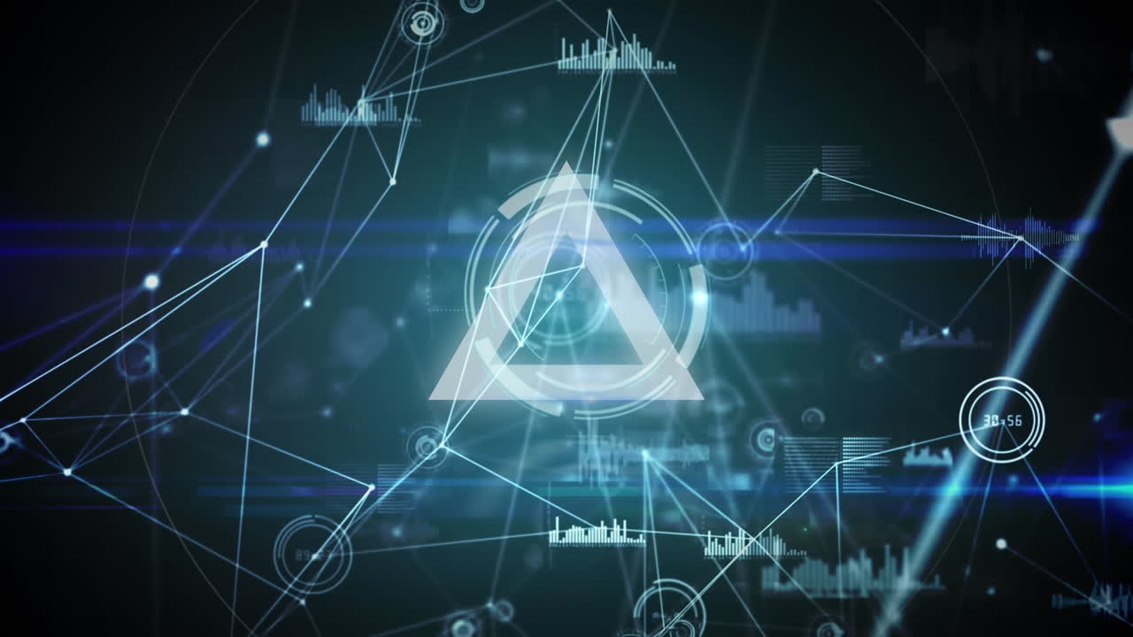 삼각형과 통계의 애니메이션과 연결 네트워크