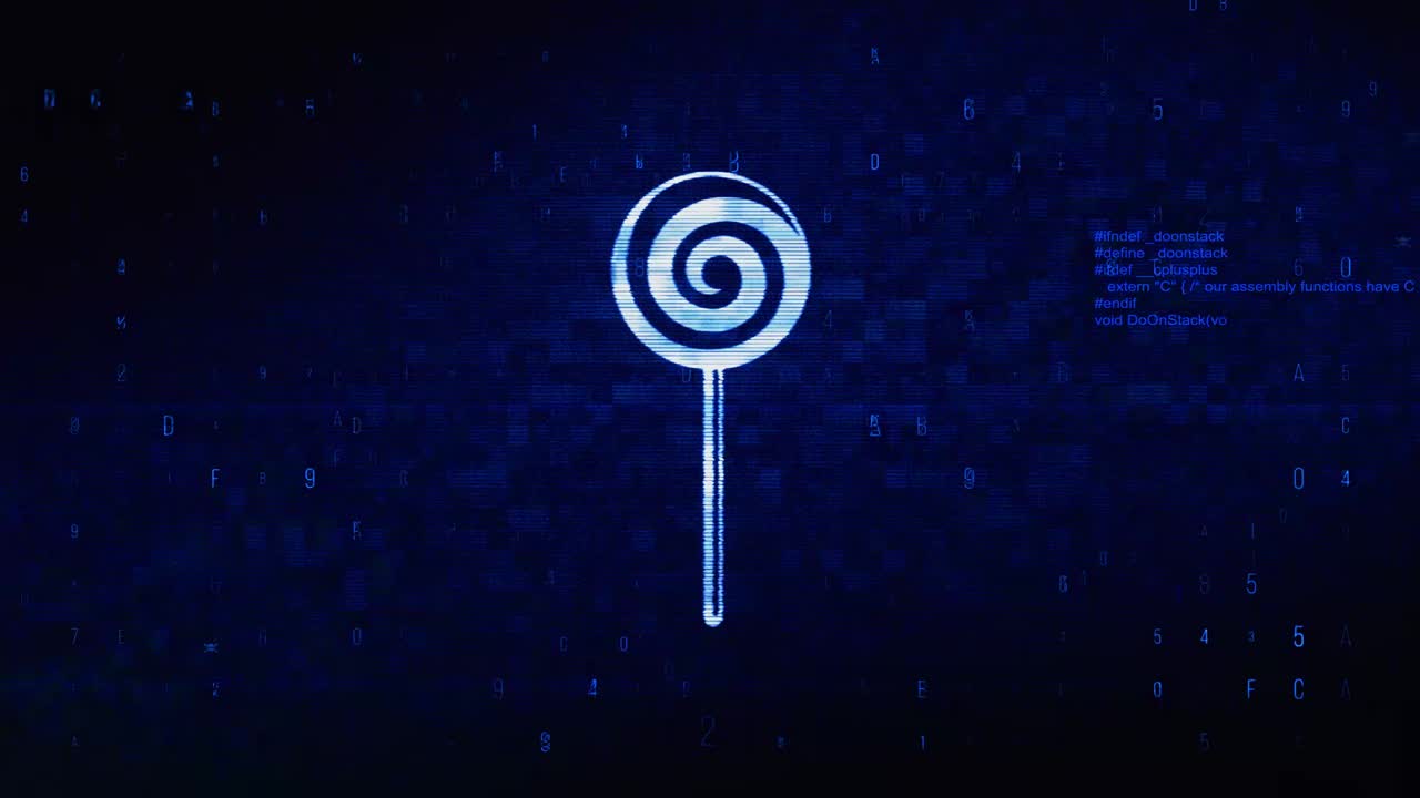 Lollipop candie symbol abstract digital pixel noise glitch error video damage signal loop 4k