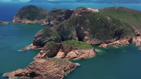 drone fly over hong kong geographical park in sai kung