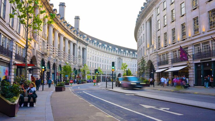 Busy Street Scene in London