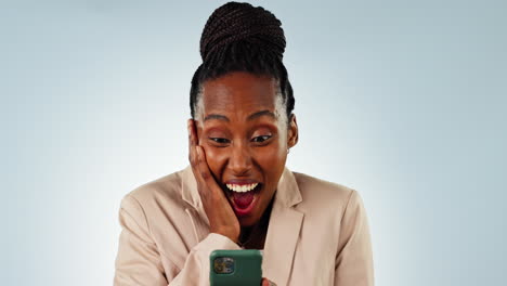 Wow,-black-woman-and-smartphone-with-happiness